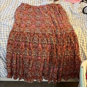 Max Studio Floral Maxi Skirt - Pink and Brown